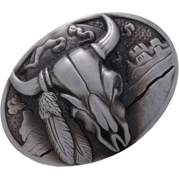 Men's Silver Cowboy Western Style Golden Tone Vintage Celtic Knot Belt Buckle - Picture 2 of 6